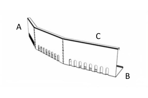 Okrajová kačírková lišta - oblouková hliník/nerez/PVC - Materiál lišty: Nerez, Výška lišty: 140 mm