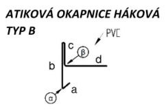 Atiková okapnice háková typ B - poplastovaný plech