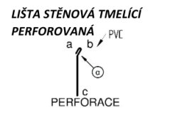 Lišta stěnová tmelící perforovaná - poplastovaný plech